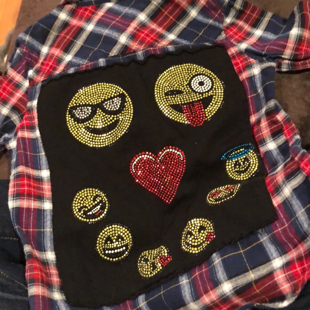 Girls Butter Emoji Bling Flannel